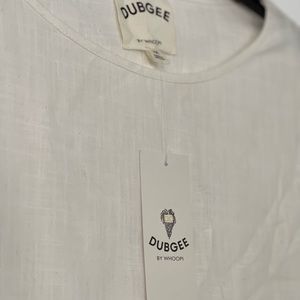 DUBGEE by Whoopi white 3/4 sleeve cocoon dress